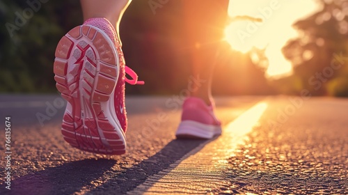 A person walking on a path, illuminated by streetlights or sunlight