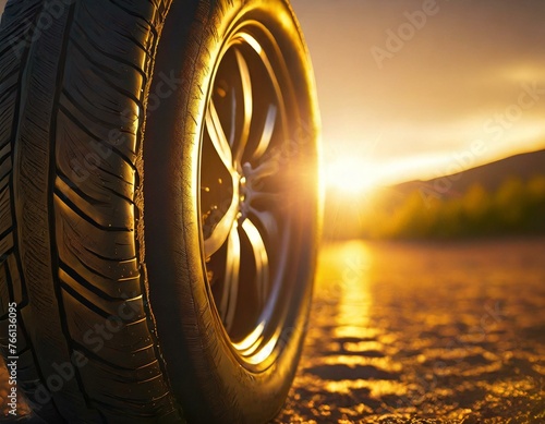 Sunset Silhouette  A Tire s Close-Up 