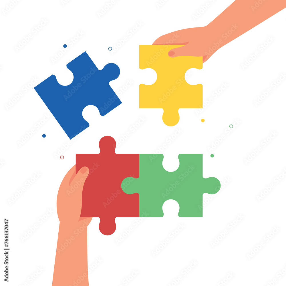 Hands holding puzzle pieces. Parts connect, putting multi color puzzle pieces together. work and business concept. Hands holding puzzle pieces. Parts connect, putting multi color puzzle pieces together. work and business concept.