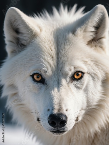 Vertical portrait of a fierce arctic wolf looking at camera from Generative AI