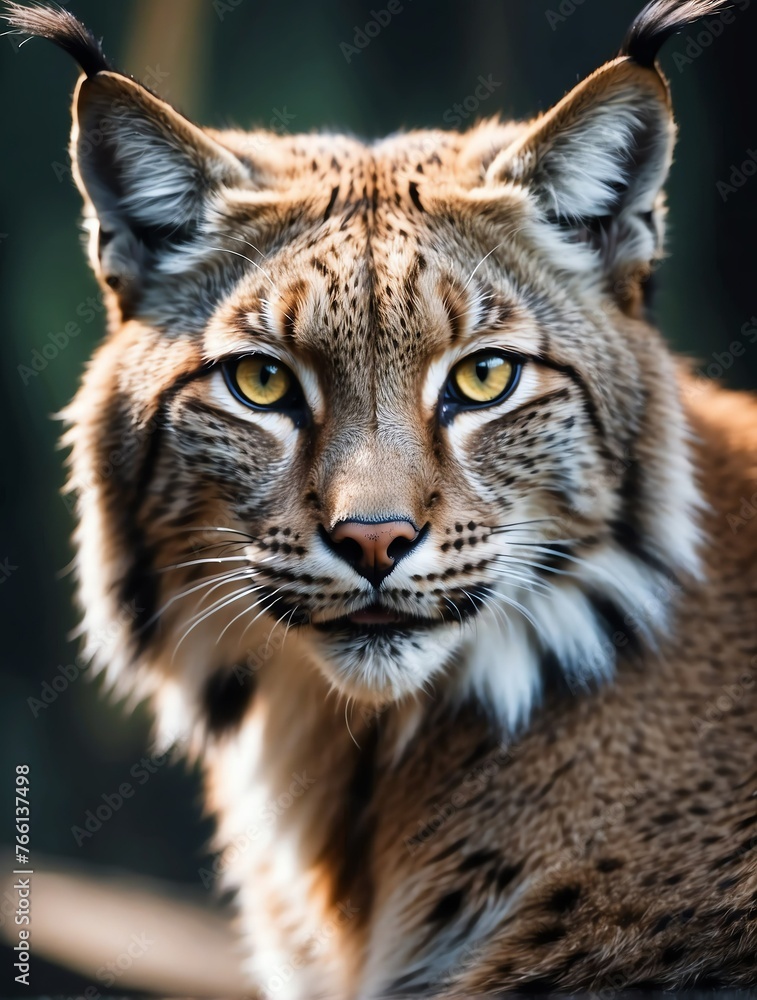 Vertical portrait of a fierce lynx looking at camera from Generative AI Vertical portrait of a fierce lynx looking at camera from Generative AI
