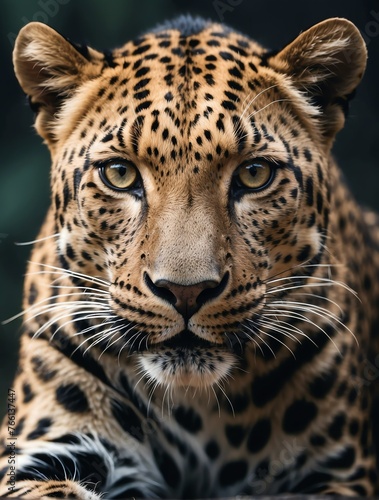 Vertical portrait of a fierce leopard looking at camera from Generative AI