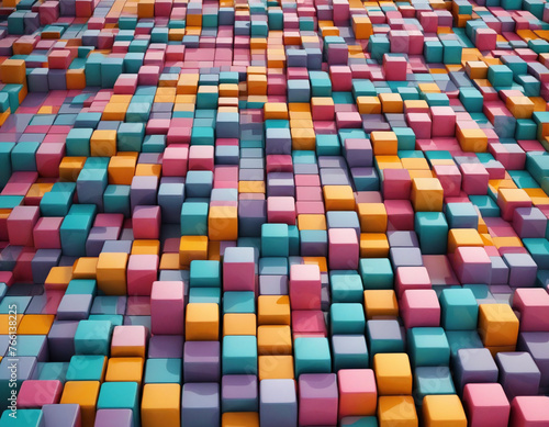 Colorful cubes, 3d render colourful background