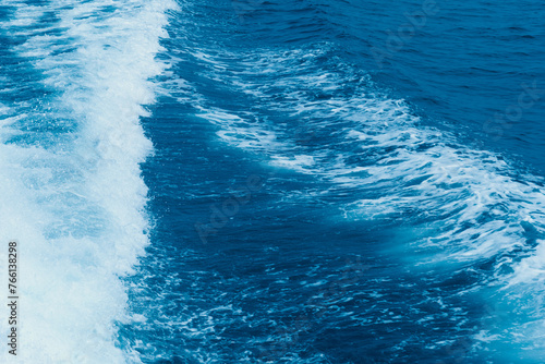 Fototapeta Naklejka Na Ścianę i Meble -  deep blue and white strong wave sea for the summer background