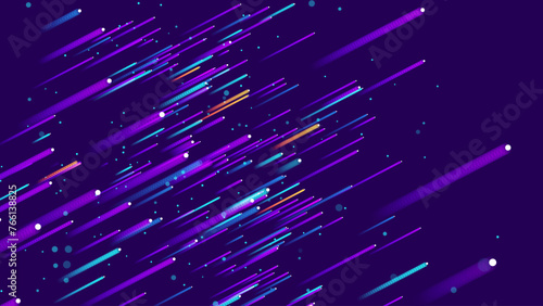 Digital Data Flow Vector Background. Big Data Technology Lines. 5G Wireless Data Transmission. High Speed of Light Trails. Information Flow in Virtual Reality Cyberspace. Vector Illustration.