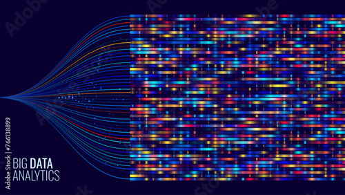 Big Genomic Data Visualization. DNA Test. Genome Sequence Map. Chromosome Architecture, Molecule Sequencing Chart. Genetic Science and Technology Concept. Vector Illustration Background.