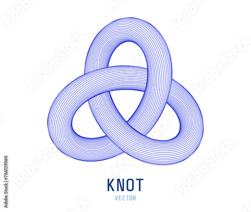 3D Trefoil Torus Knot Dynamic Round Shape. Abstract Modern Graphic Design Element. Geometric Symbol. Creative Vector Template. Impossible Circle Sign. Abstract Design, Impossible Object.