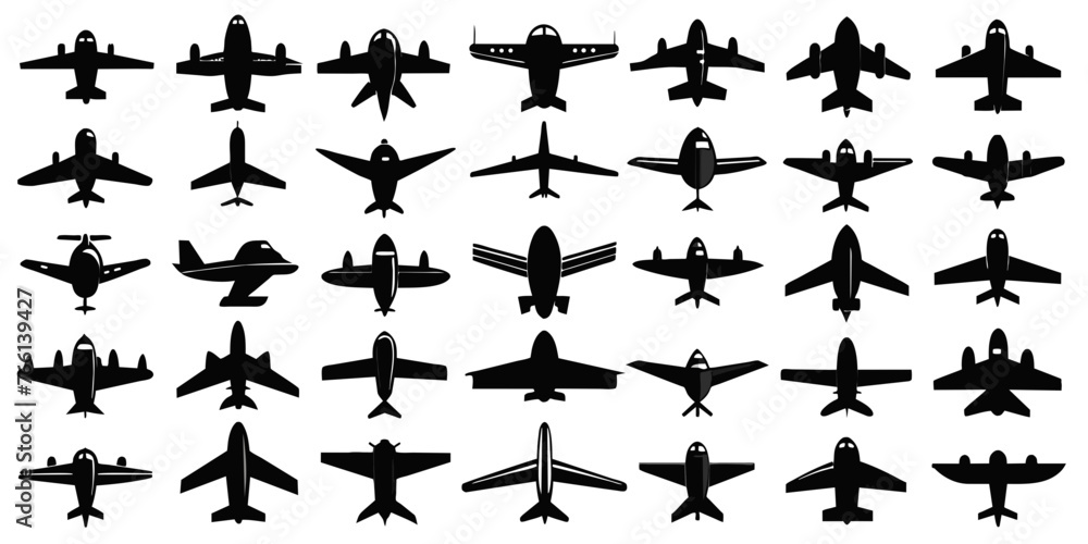 A Collection of Diverse Airplane Illustrations, Set Of  Airplane 