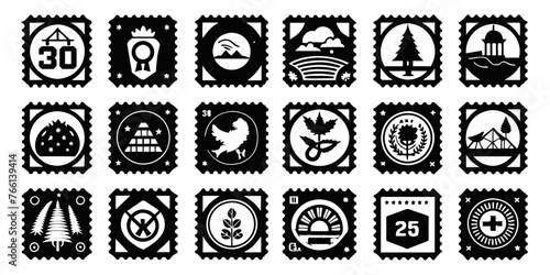 Vintage Postage Stamp Collection: Nostalgic Memories in Vector Illustrations