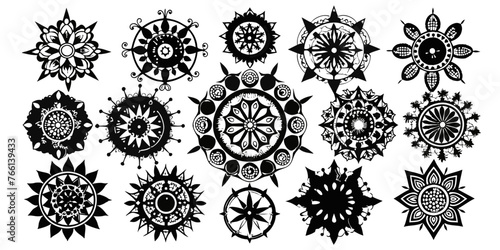 Collection Of Mandala Compass Designs , Set Of Mandala Compass