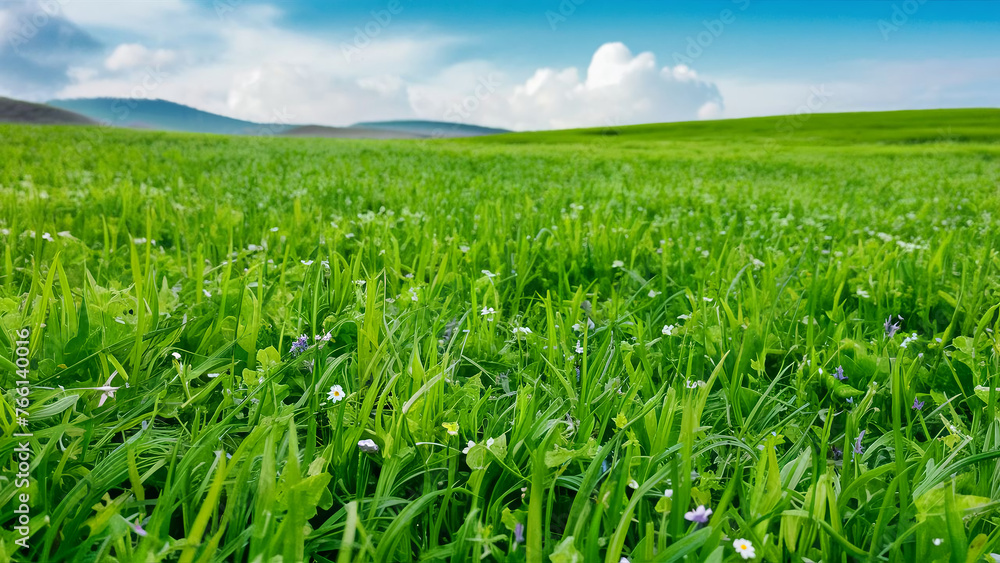 Fototapeta premium green field and blue sky
