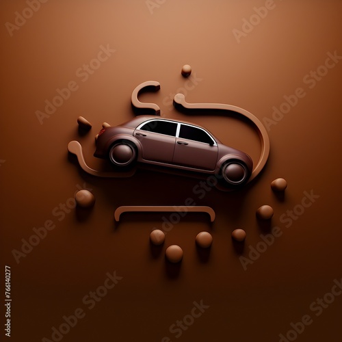 Minimalist 3D Chocolate Car: Innovative Digital Art Advertising Product