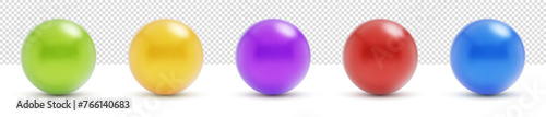 Set of Colorful Glossy Spheres isolated on Transparent White Background. Toy Balls. Vector Illustration.