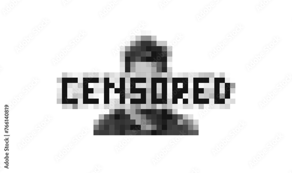 Pixel Man Censored Sign. Black Censor Bar Concept. Privacy Concept. Human Head With Pixelated Face. Personal Data Security Vector Illustration. Random Avatar. Pixel Man Censored Sign. Black Censor Bar Concept. Privacy Concept. Human Head With Pixelated Face. Personal Data Security Vector Illustration. Random Avatar.