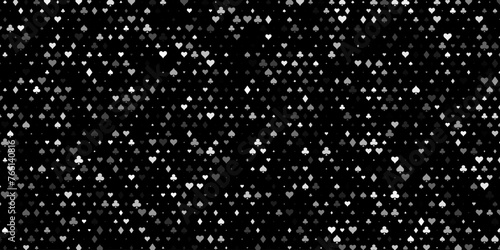Cards Signs Random Pattern Casino Background. Symbols of Playing Cards Spades, Hearts, Diamonds, Clubs. Casinos Business Advert Vector Design Background. Gambling Concept.