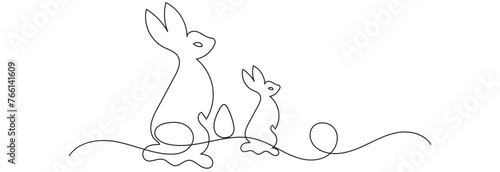 Rabbit and egg design for easter day line art style svg. Vector illustration. EPS 10