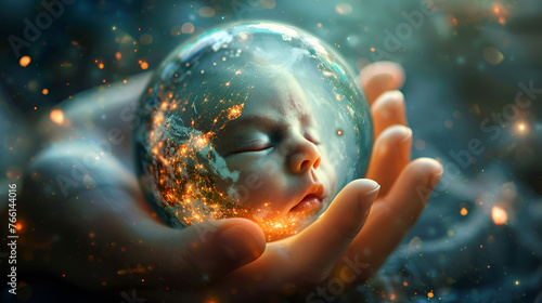 International Day of the Unborn Child in the globe womb. Generative ai 