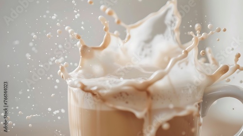 cappuccino foam splashing in white background
