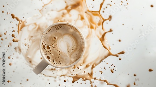 cappuccino foam splashing in white background