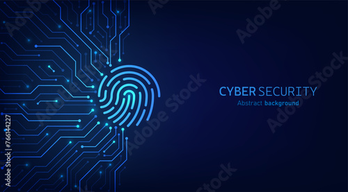 Fingerprint scanning on circuit board. secure system concept with a fingerprint. Cyber security technology concept abstract background futuristic Hi-tech style. Vector and Illustration.