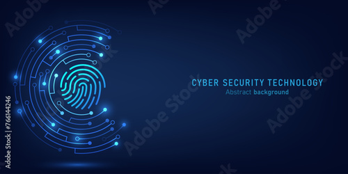 Fingerprint scanning on circuit board. secure system concept with a fingerprint. Cyber security technology concept abstract background futuristic Hi-tech style. Vector and Illustration. © S and V Design