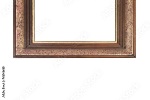 Horizontal brown wooden picture frame.