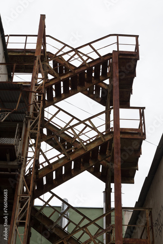 External staircase in an industrial building.