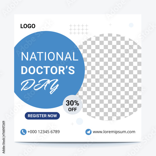 National Doctor's Day social media post banner and Instagram post template