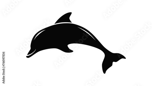 dolphin emblem, black isolated silhouette