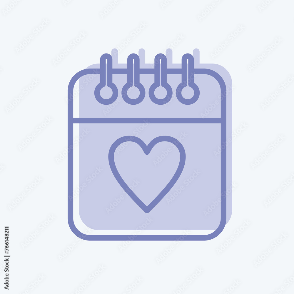 Icon Calendar. related to Valentine's Day symbol. two tone style. simple design editable. simple illustration Icon Calendar. related to Valentine's Day symbol. two tone style. simple design editable. simple illustration