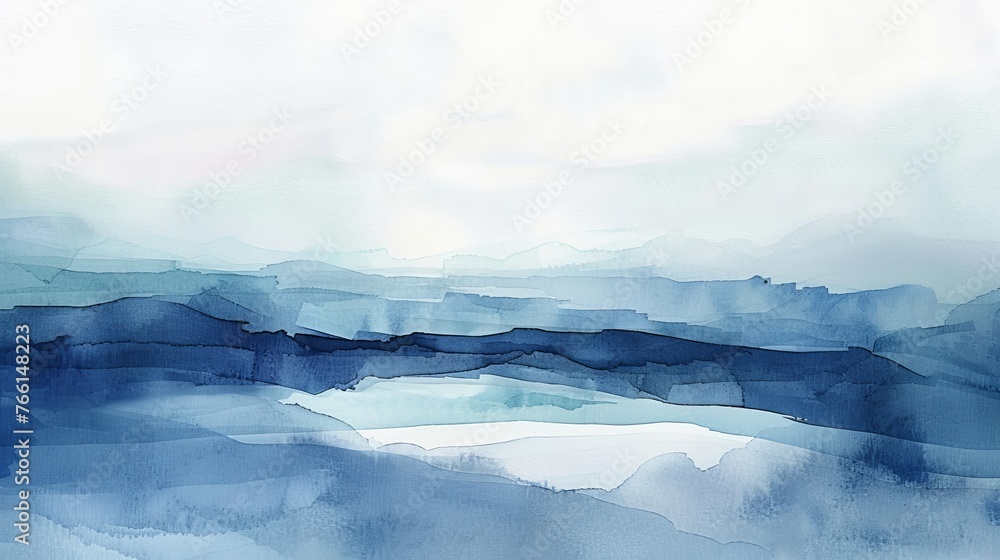Blue and White Watercolor Painting