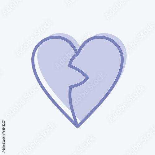 Icon Broken Heart. related to Valentine's Day symbol. two tone style. simple design editable. simple illustration