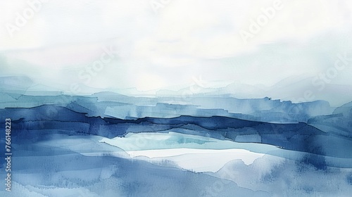 Blue and White Watercolor Painting