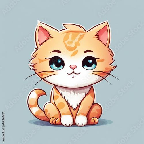 cute cat, pet, illustration. artificial intelligence generator, AI, neural network image. background for the design.