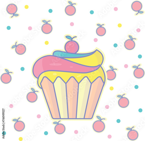 cute cake icon for wallpaper background greeting card 