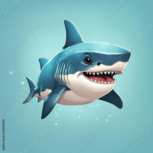 cute shark  sea  ocean  wildlife  illustration. artificial intelligence generator  AI  neural network image. background for the design.