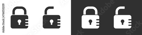 lock open black and white icon vector illustration design