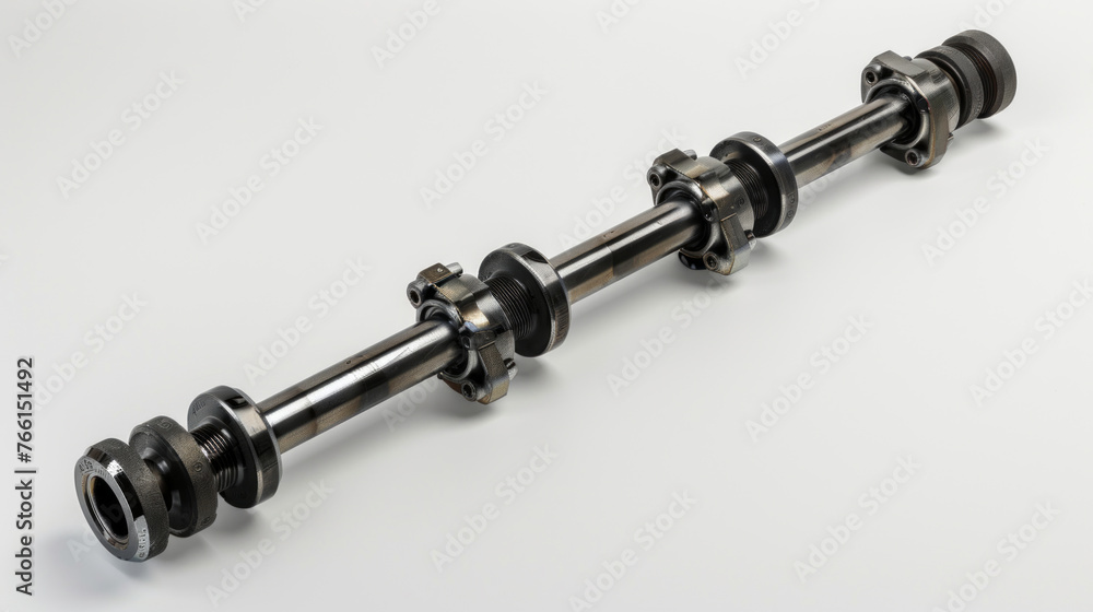 A reinforced steel drive shaft, with balanced universal joints and durable construction, transmitting power from the transmission to the differential with precision A reinforced steel drive shaft, with balanced universal joints and durable construction, transmitting power from the transmission to the differential with precision
