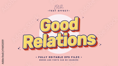 editable good relations text effect.typhography logo