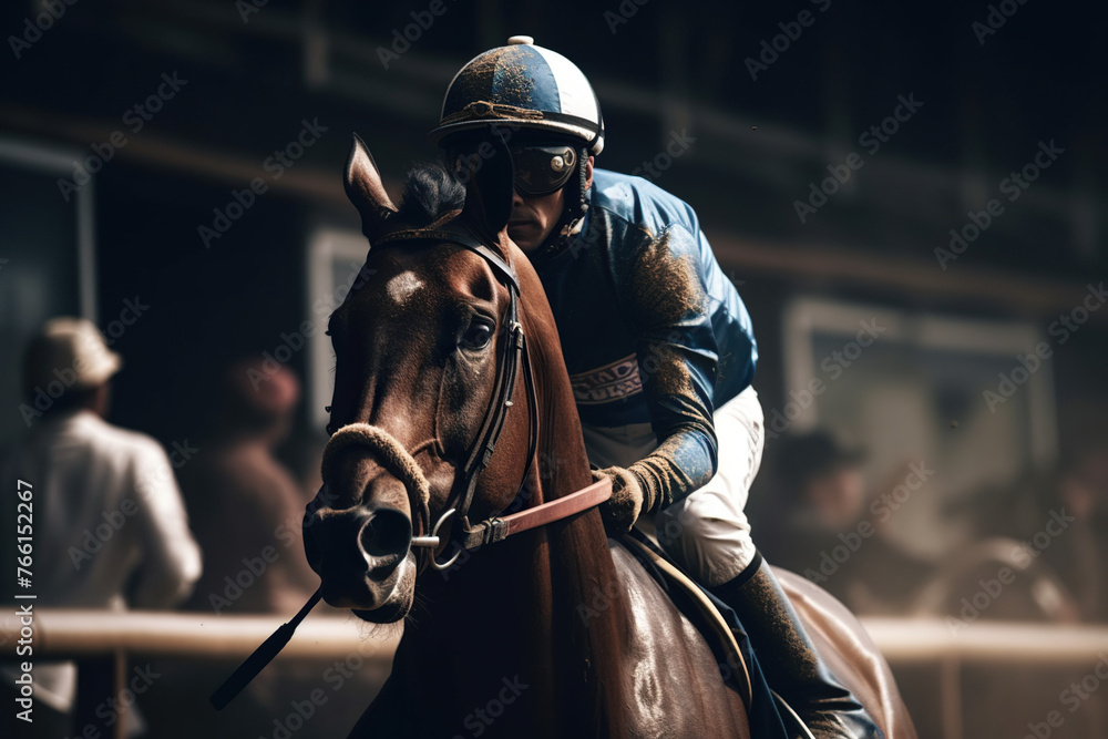 Obraz premium Jockey Rides On Racing Horse