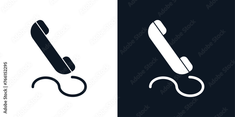 telephone receiver with wire icon black and white vector illustration design telephone receiver with wire icon black and white vector illustration design