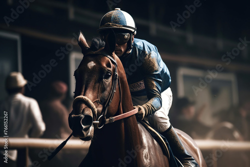 Jockey Rides On Racing Horse