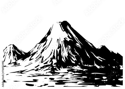山の墨絵