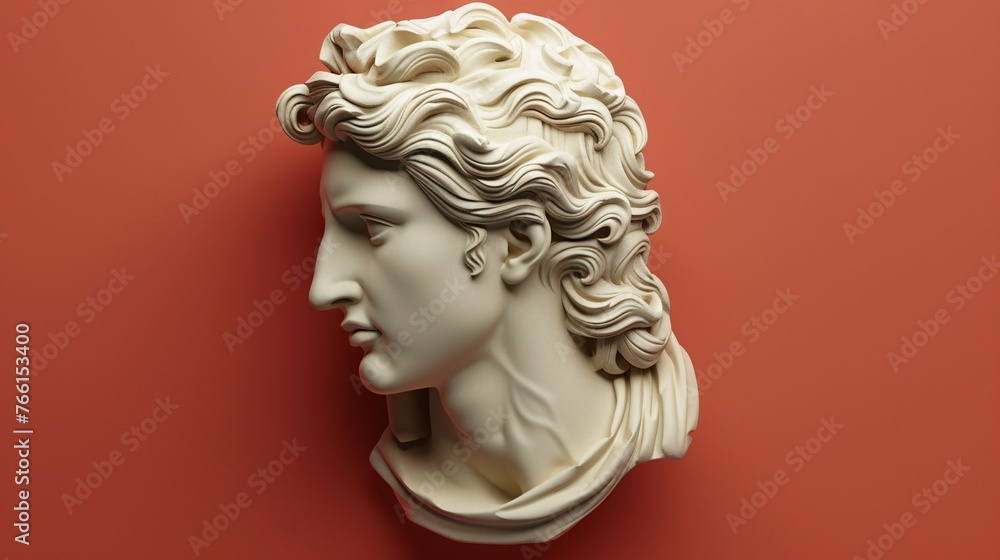 Sleek Hellenic Apollo Bust Graphic 3D Image.