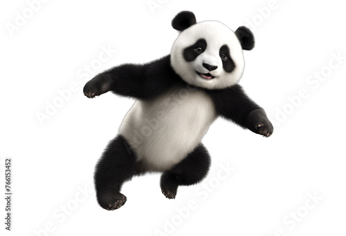 realistic 3d panda jump isolated on white background © NightTampa