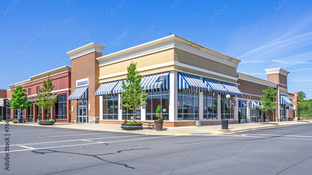 Prime commercial space for sale or rent in versatile mixed-use storefront and office building with canopy.