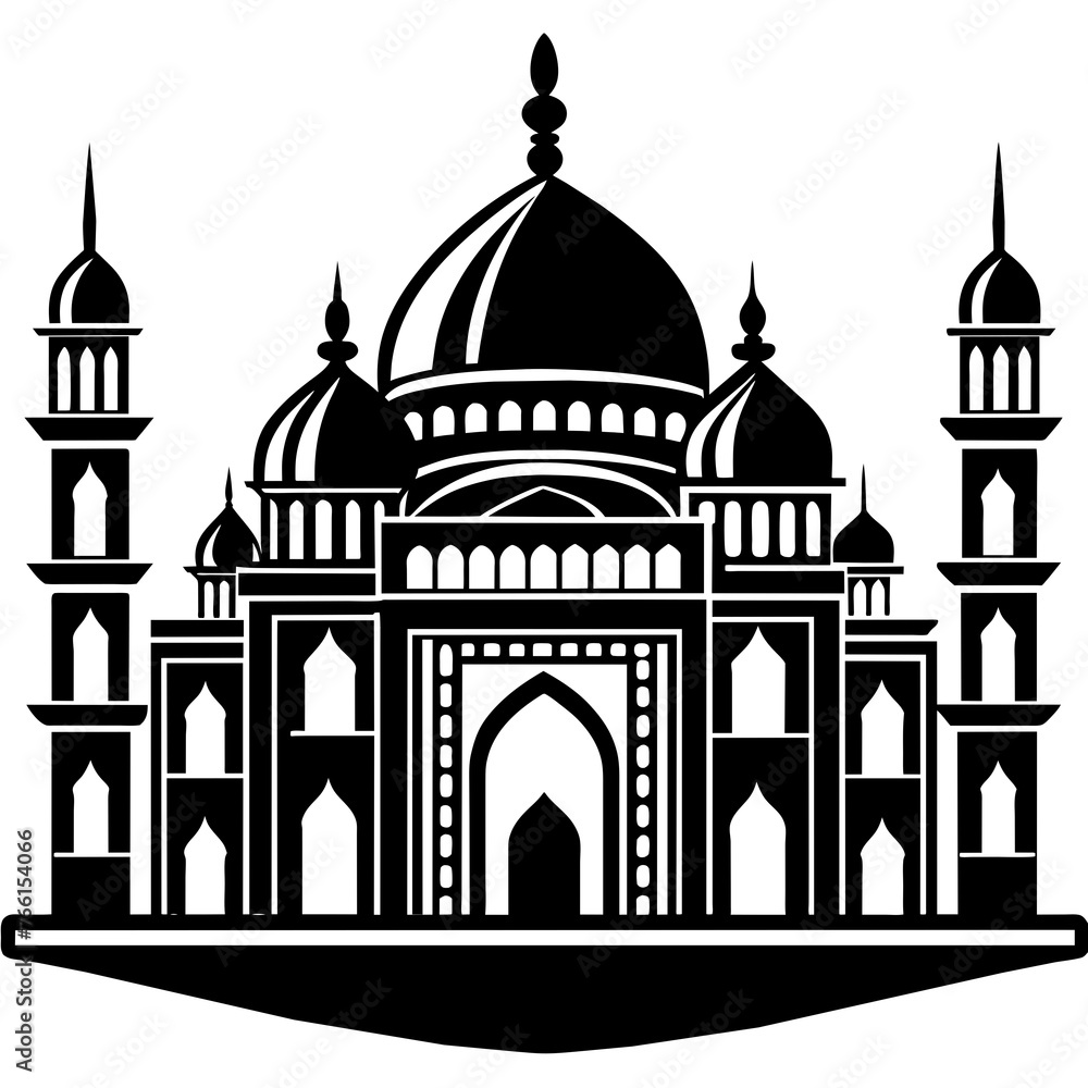 Graceful Minaret Iconic Silhouette for Islamic Mosque Logo