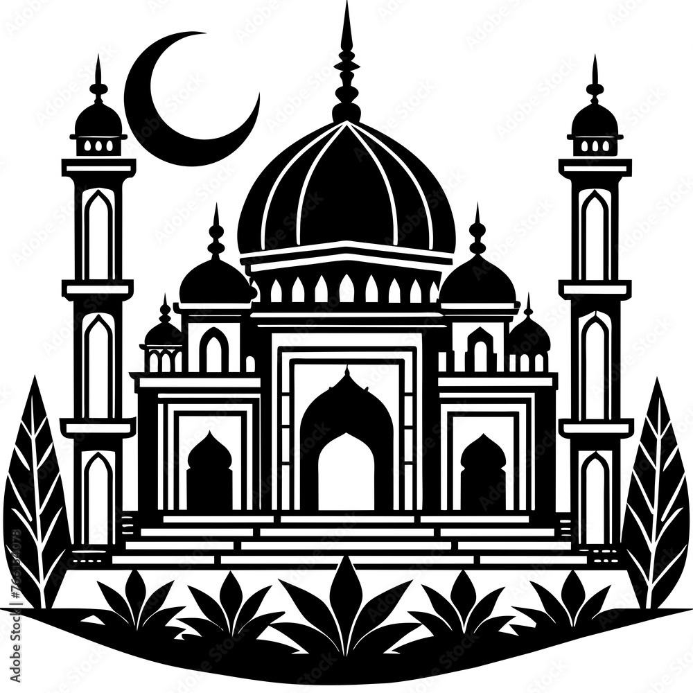 Graceful Minaret Iconic Silhouette for Islamic Mosque Logo