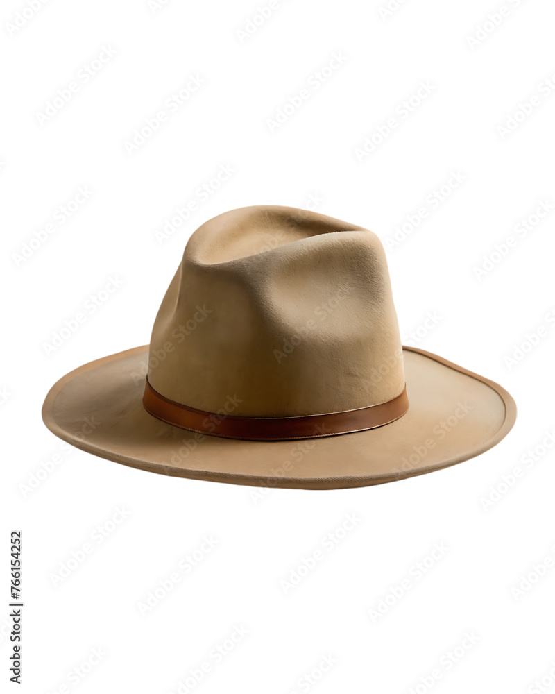 3d beige hat isolated on transparent background