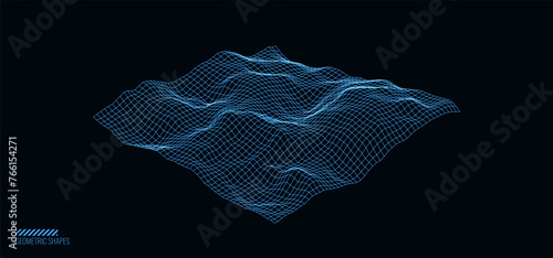 Retro Future Cyber Grid 3D Mesh. Perspective Rectangular HUD Grid with Noise. Vintage Computer Graphics Design. Vector Illustration.